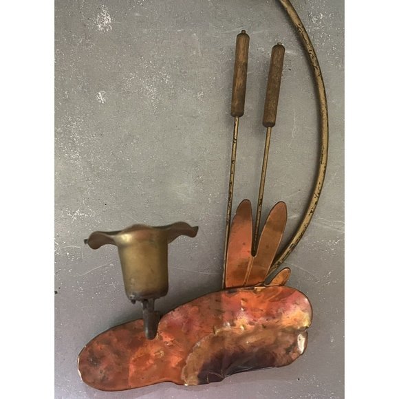 VINTAGE MCM SEAGULLS METAL WALL HANGING BIRDS CANDLE HOLDER BRASS SET OF 2 - Picture 9 of 11